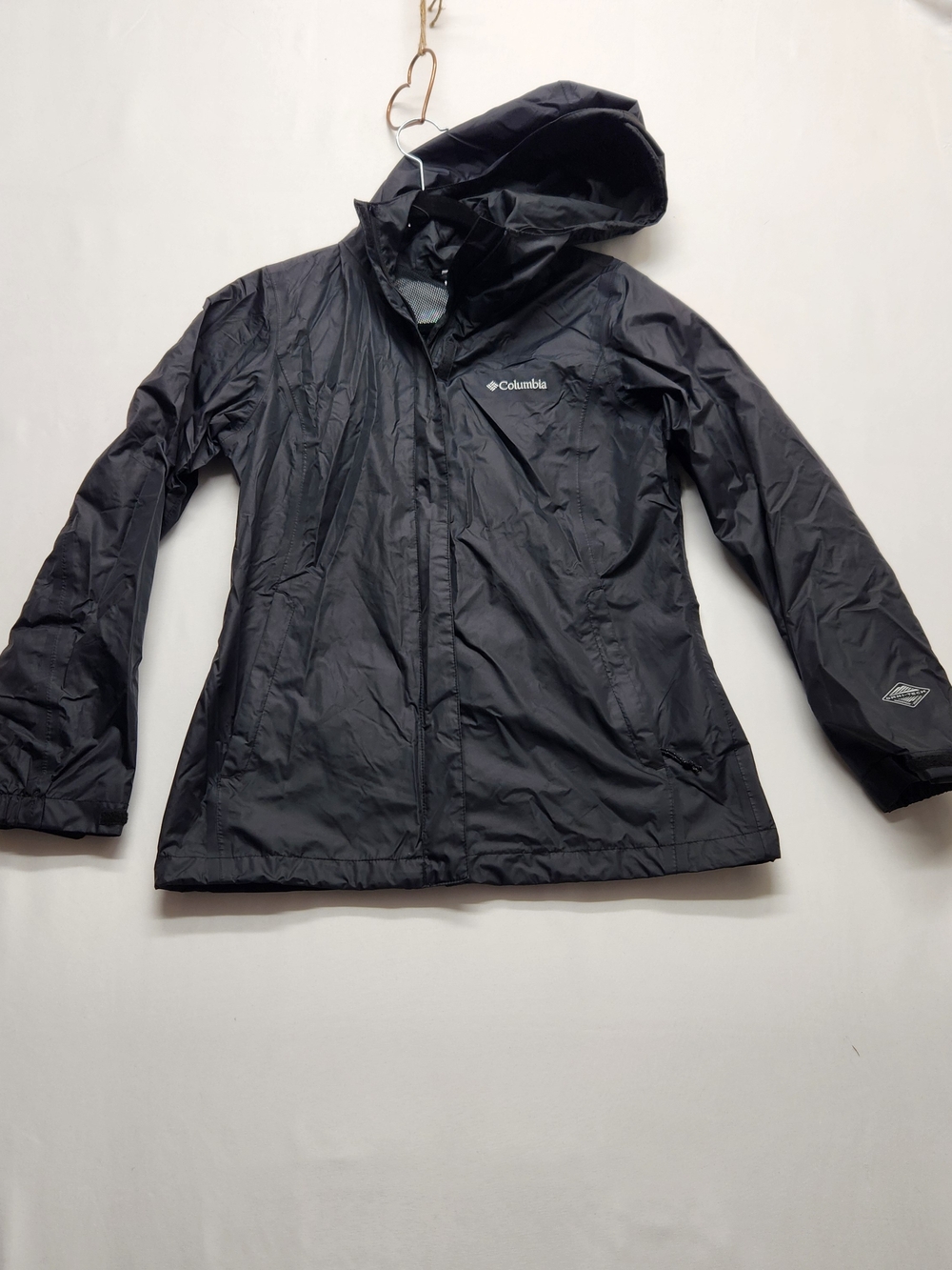 ⭐️Columbia Arcadia II Rain Jacket Black Waterproof Hooded Windbreaker Small